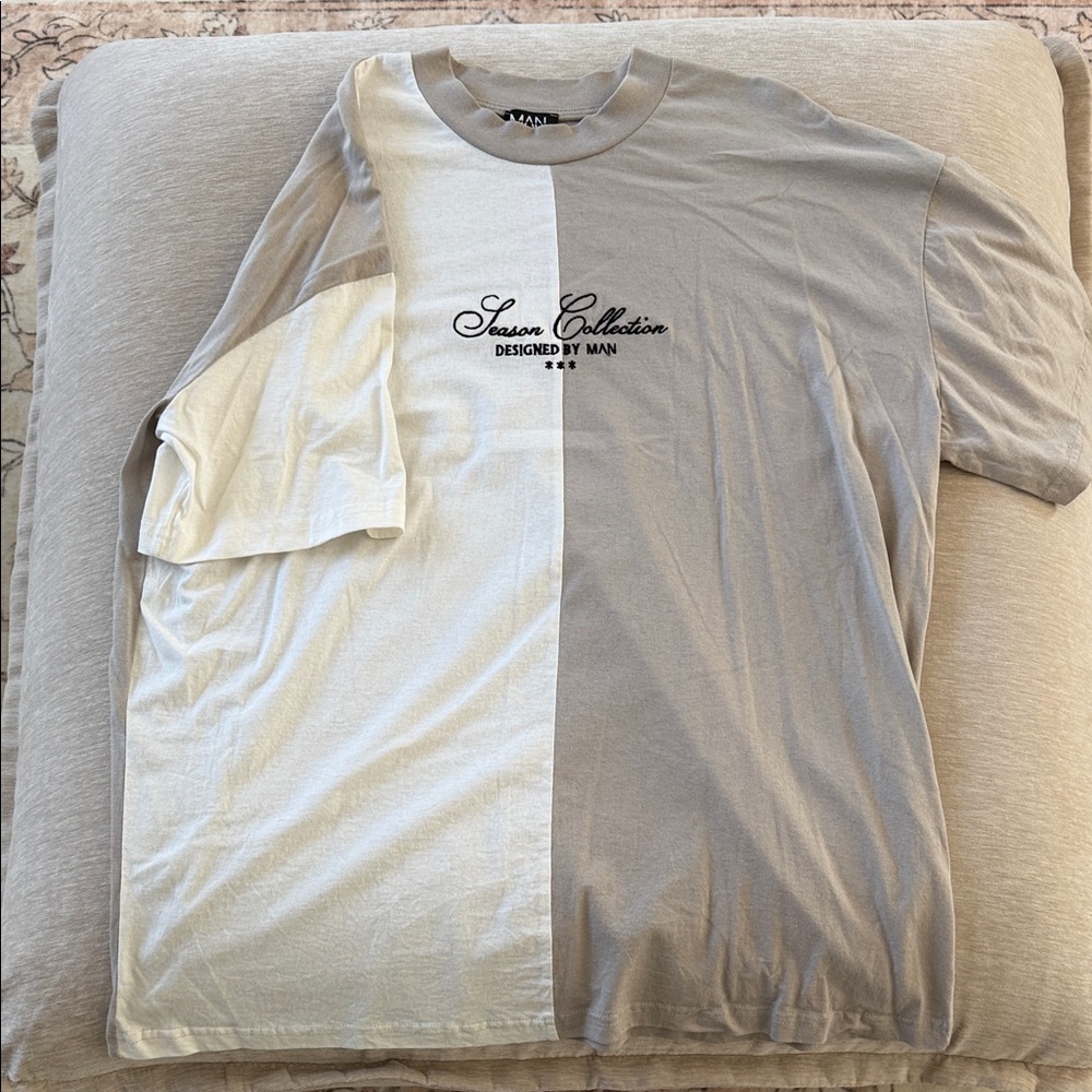 Two-Tone Beige and Cream Men's BOOHOO MAN Shirt